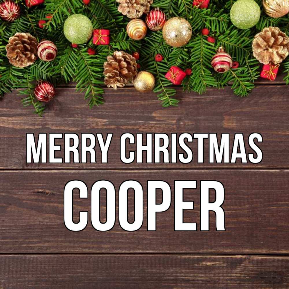 Greetings card с именем, Cooper Merry Christmas с рождеством Greetings with text for free download 