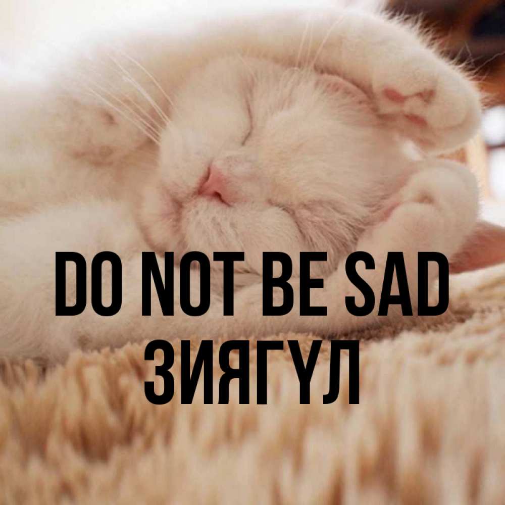 Greetings card с именем, ЗИЯГҮЛ Do not be sad Котенок спит Greetings with text for free download 