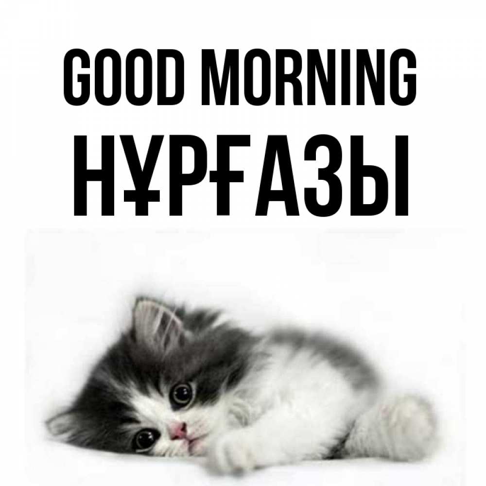 Greetings card с именем, НҰРҒАЗЫ Good morning кот лапки Greetings with text for free download 
