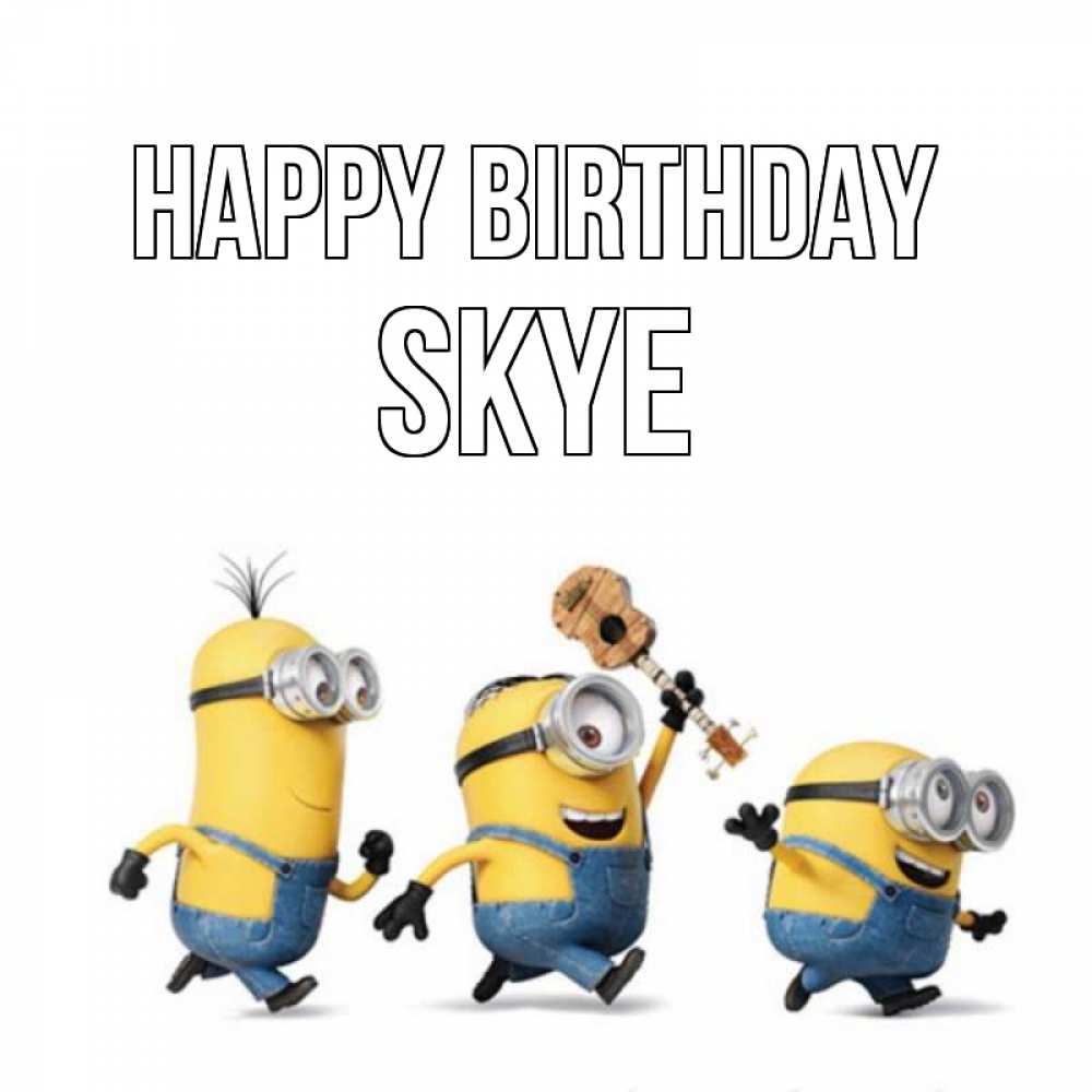 Greetings card с именем, Skye Happy Birthday с гитарой Greetings with text for free download 