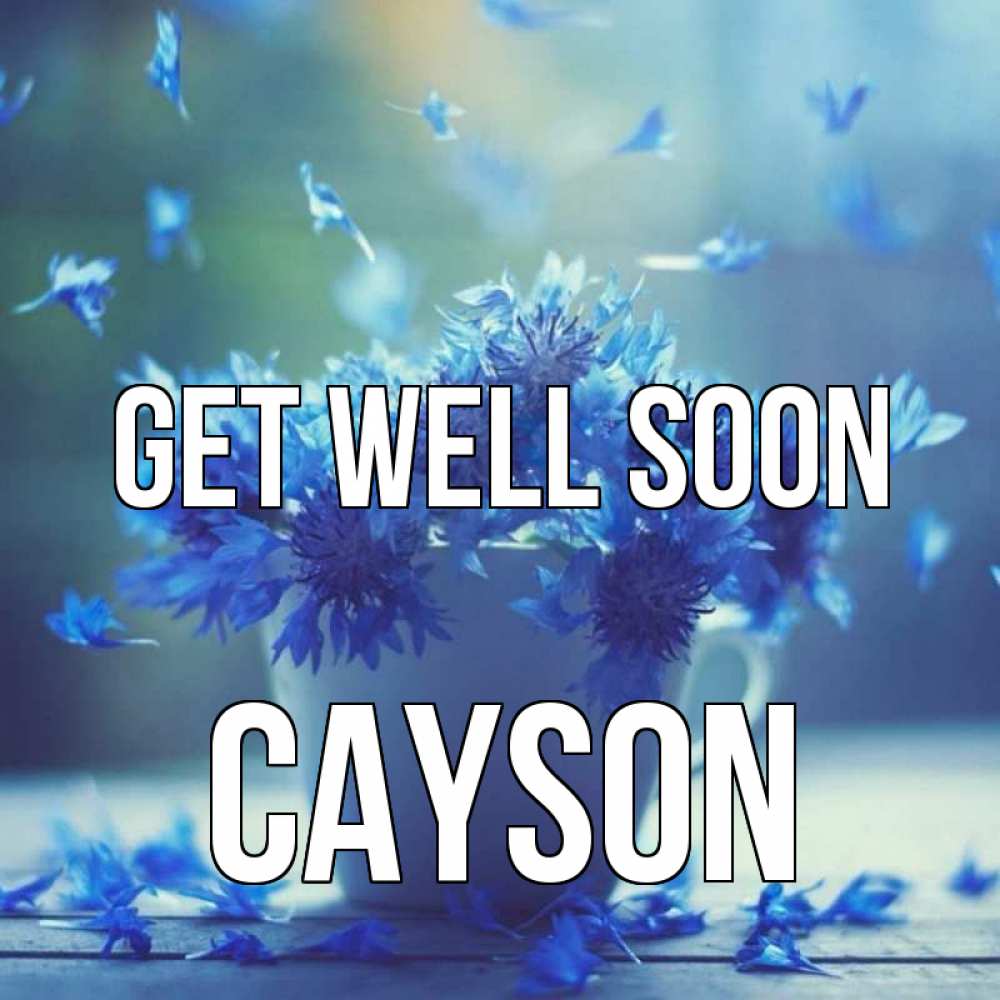 Greetings card с именем, Cayson Get well soon кружка с зельем и цветами Greetings with text for free download 