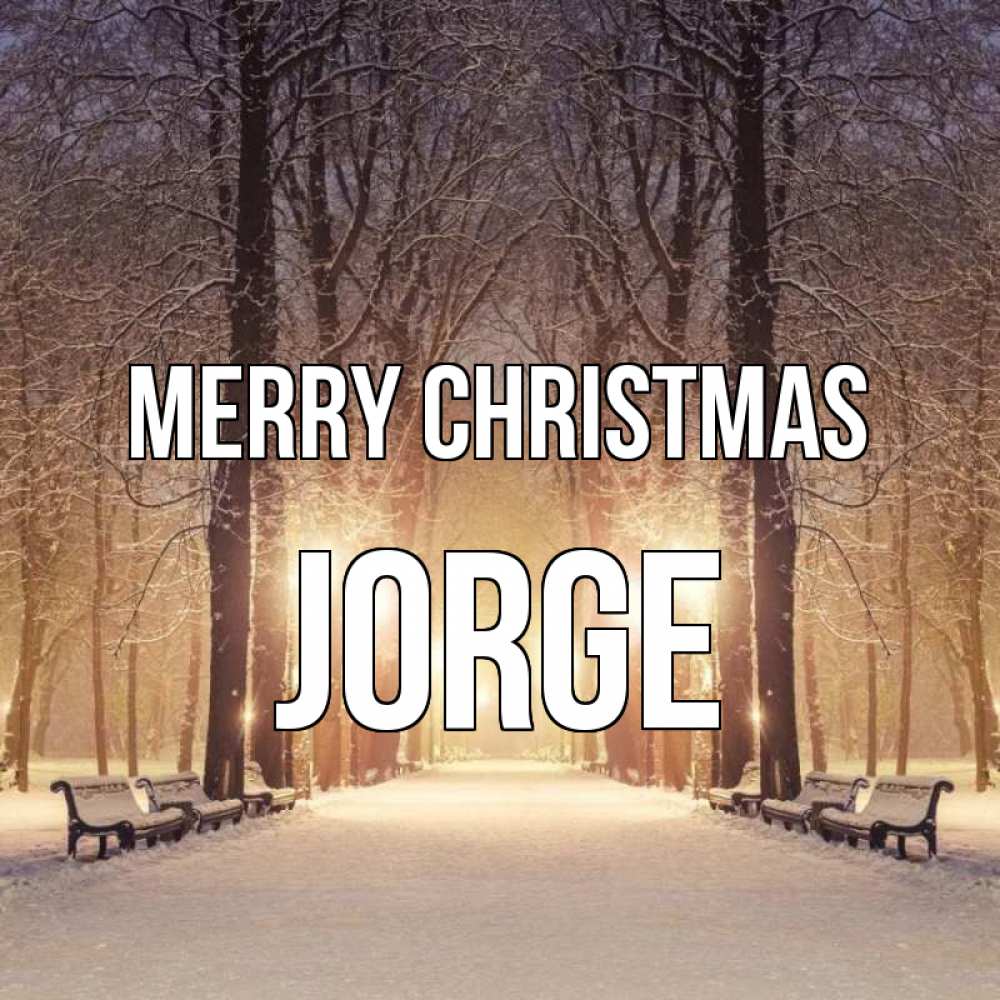 Greetings card с именем, Jorge Merry Christmas зима, парк, фонарь, лес Greetings with text for free download 