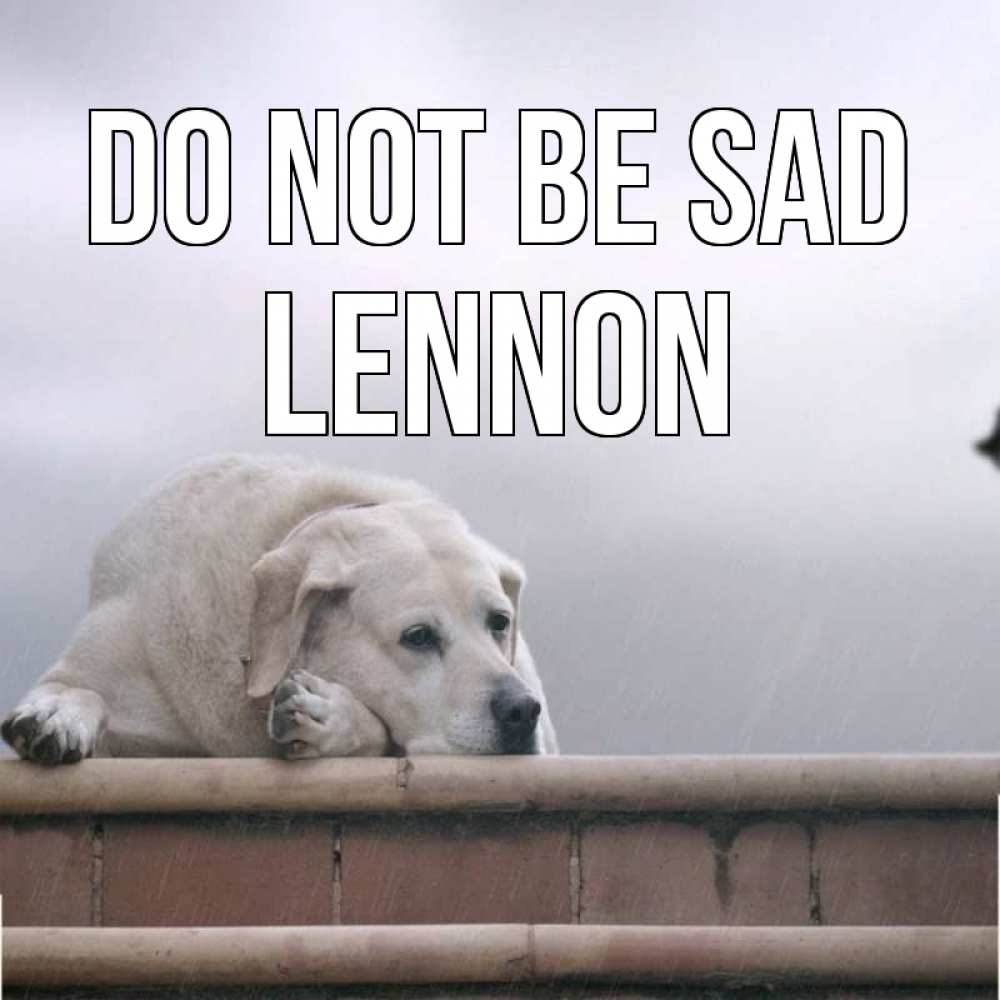 Greetings card с именем, Lennon Do not be sad белый пес 1 Greetings with text for free download 