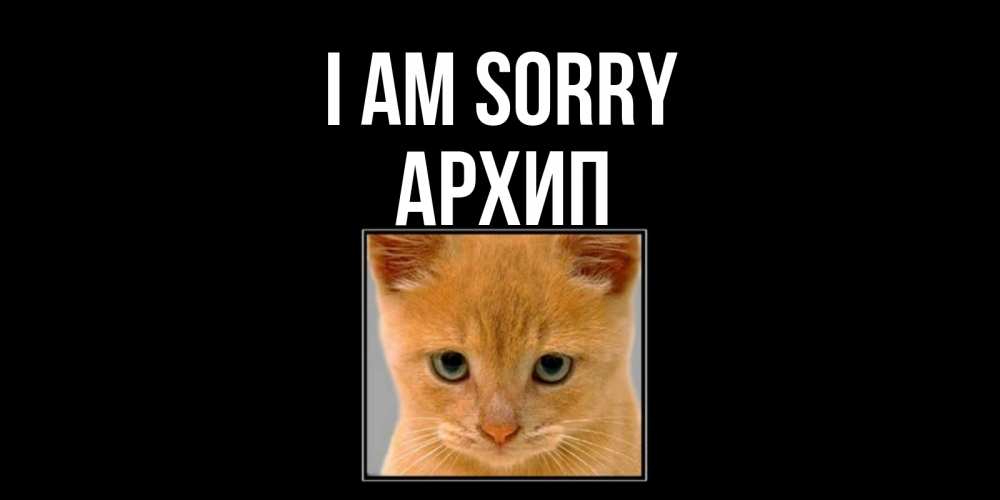 Greetings card с именем, Архип I am sorry рыжий грустный кот просит прощения Greetings with text for free download 