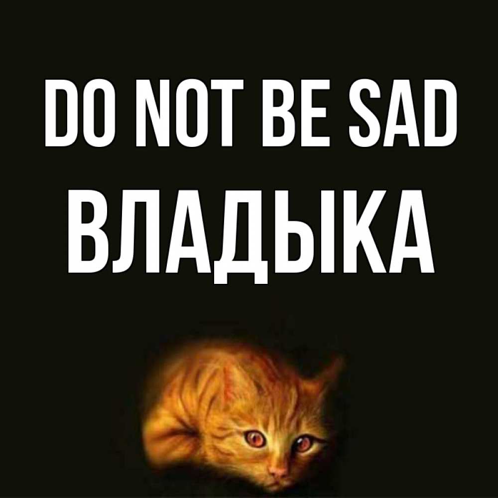 Greetings card с именем, Владыка Do not be sad лежащий кот в темноте Greetings with text for free download 