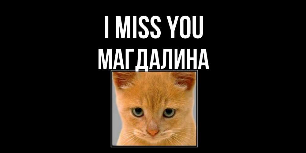 Greetings card с именем, Магдалина I miss you открытки рыжий котенок скучает по тебе Greetings with text for free download 
