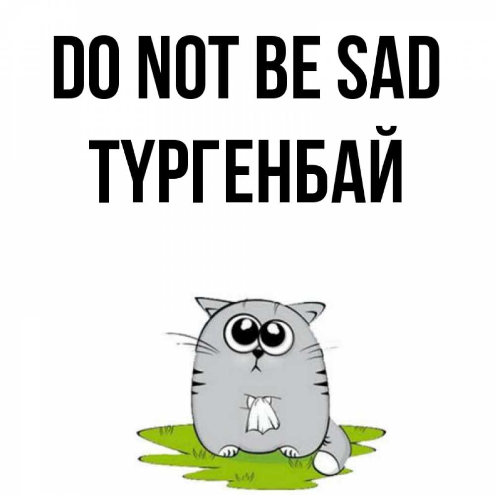 Greetings card с именем, ТҮРГЕНБАЙ Do not be sad грустный котяра Greetings with text for free download 