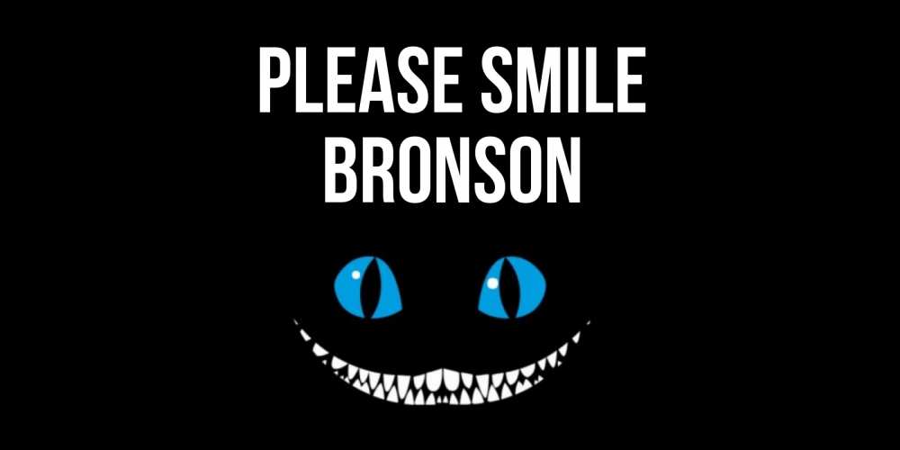 Greetings card с именем, Bronson Please smile кот улыбается Greetings with text for free download 