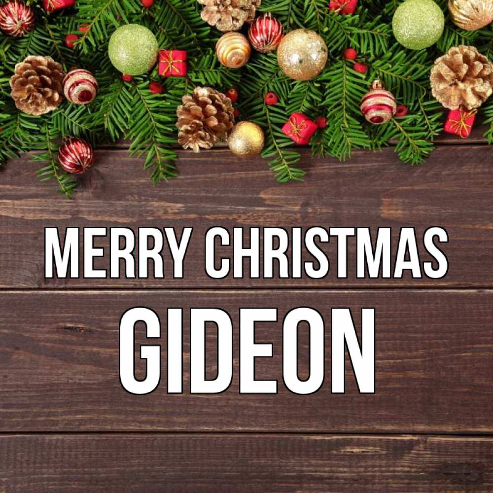 Greetings card с именем, Gideon Merry Christmas с рождеством Greetings with text for free download 