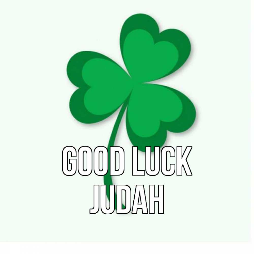 Greetings card с именем, Judah Good luck листья клевера 1 Greetings with text for free download 