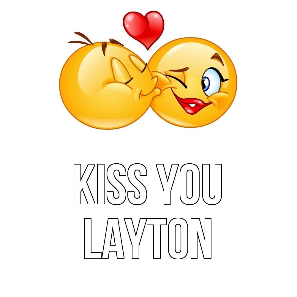 Greetings card с именем, Layton Kiss you губы и белые зубы Greetings with text for free download 