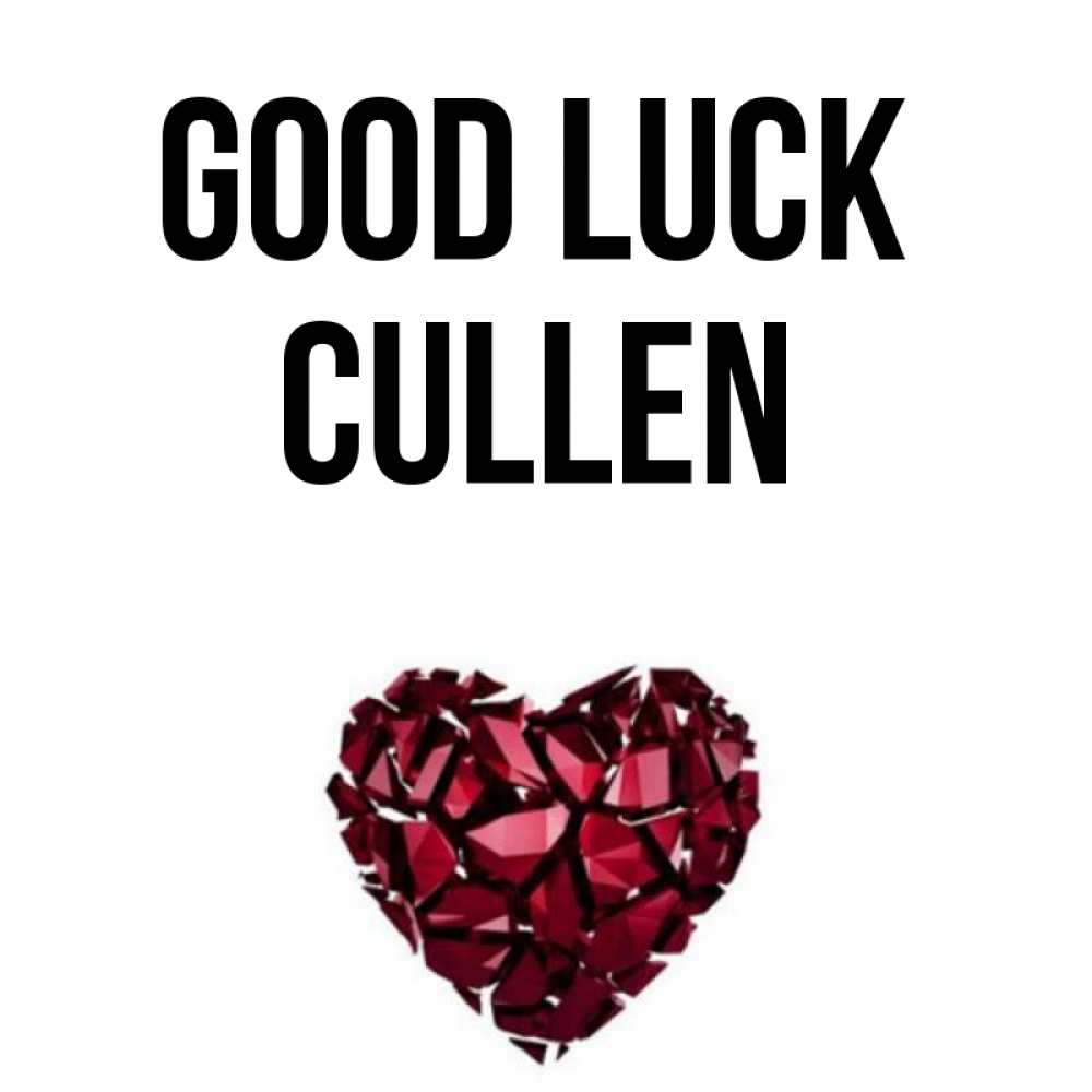 Greetings card с именем, Cullen Good luck бордовое из кристаллов  1 Greetings with text for free download 