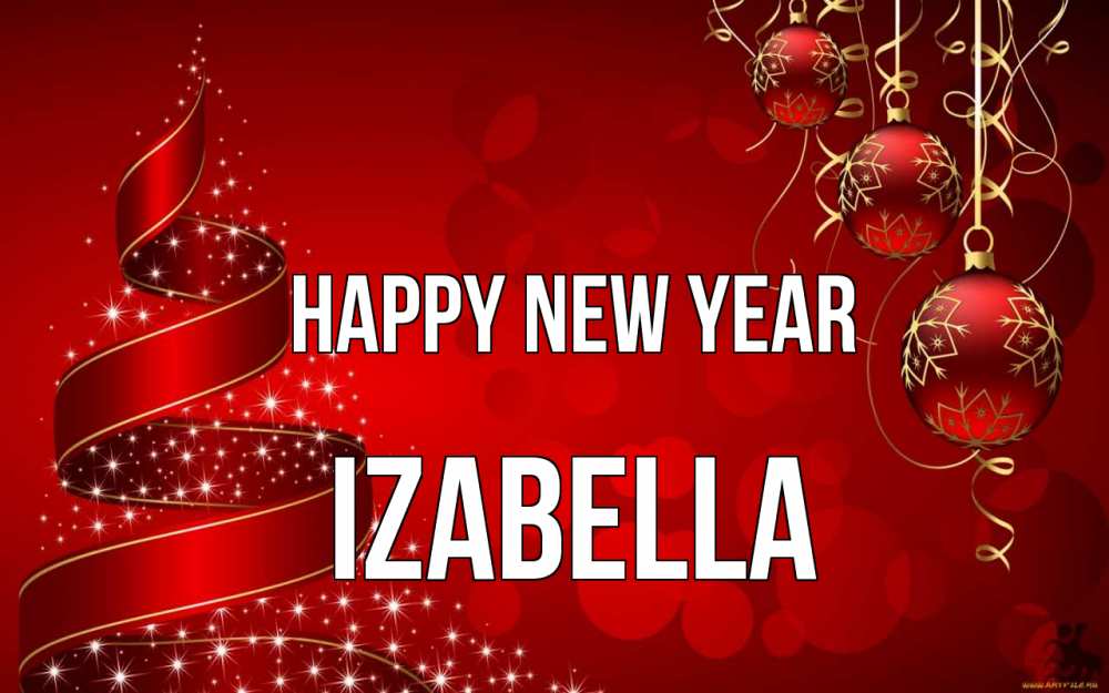 Greetings card с именем, Izabella Happy New Year новый год Greetings with text for free download 