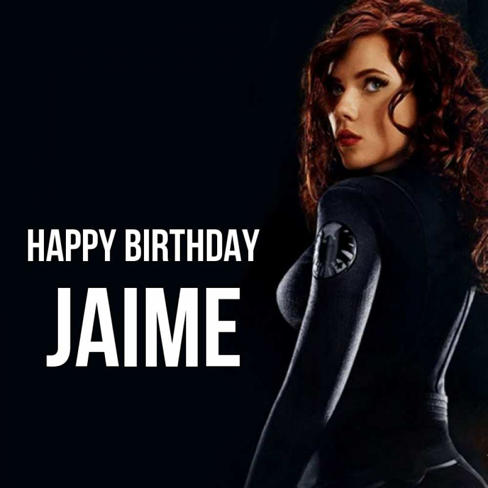 Greetings card с именем, Jaime Happy Birthday Марвел черная вдова Greetings with text for free download 