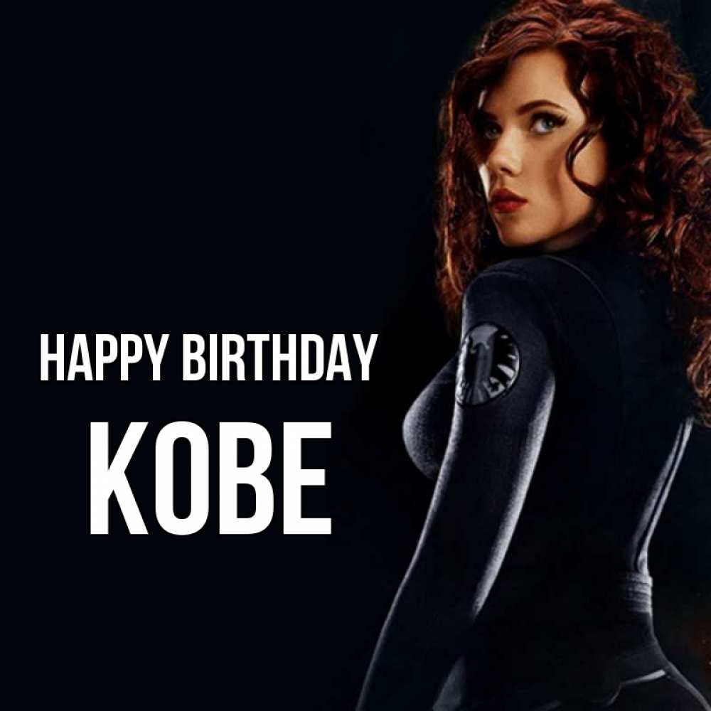 Greetings card с именем, Kobe Happy Birthday Марвел черная вдова Greetings with text for free download 