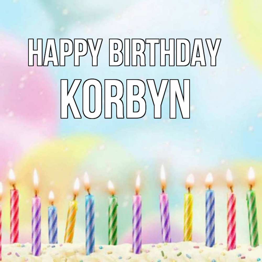 Greetings card с именем, Korbyn Happy Birthday разноцветное Greetings with text for free download 