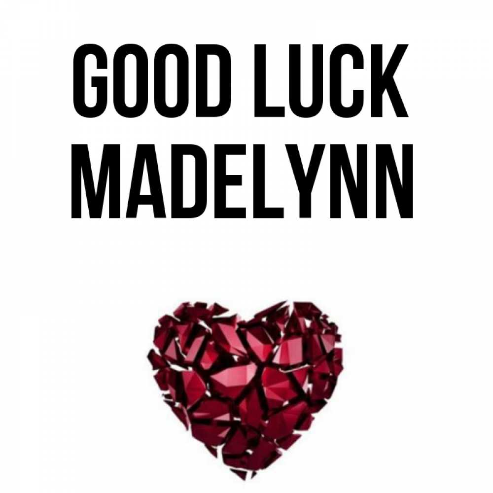 Greetings card с именем, Madelynn Good luck бордовое из кристаллов  1 Greetings with text for free download 