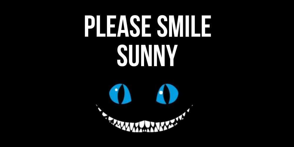 Greetings card с именем, Sunny Please smile кот улыбается Greetings with text for free download 
