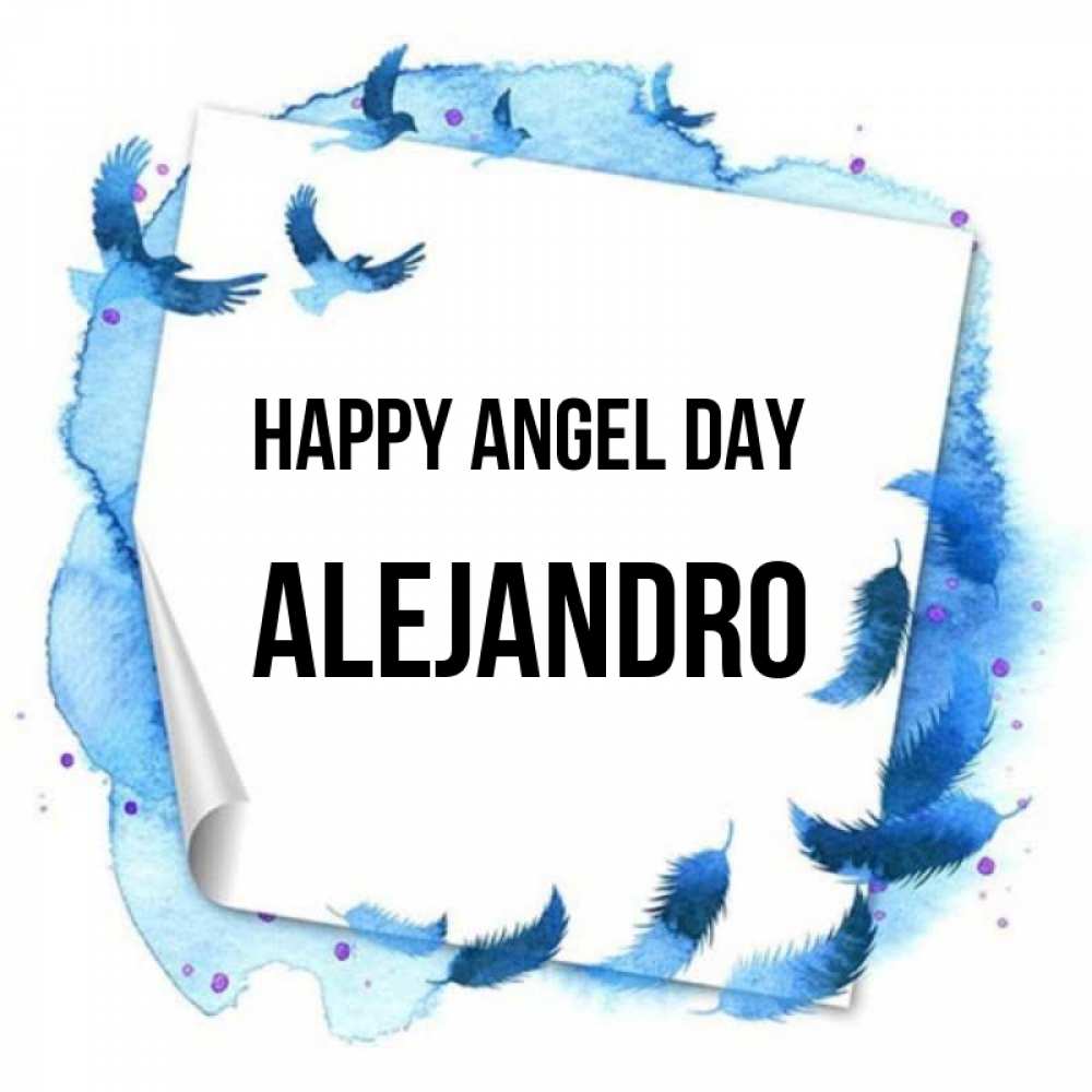 Greetings card с именем, Alejandro happy angel day красивые птицы летят Greetings with text for free download 