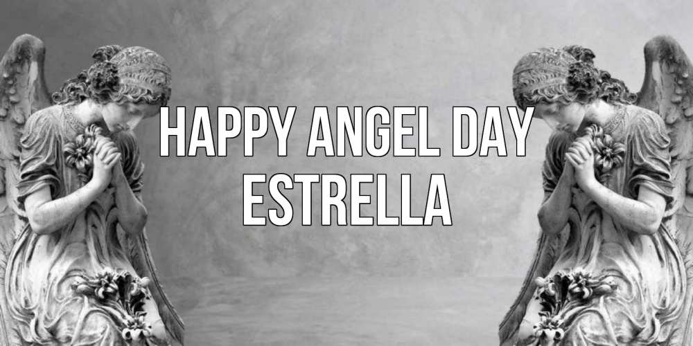 Greetings card с именем, Estrella happy angel day Ангел на небе Greetings with text for free download 
