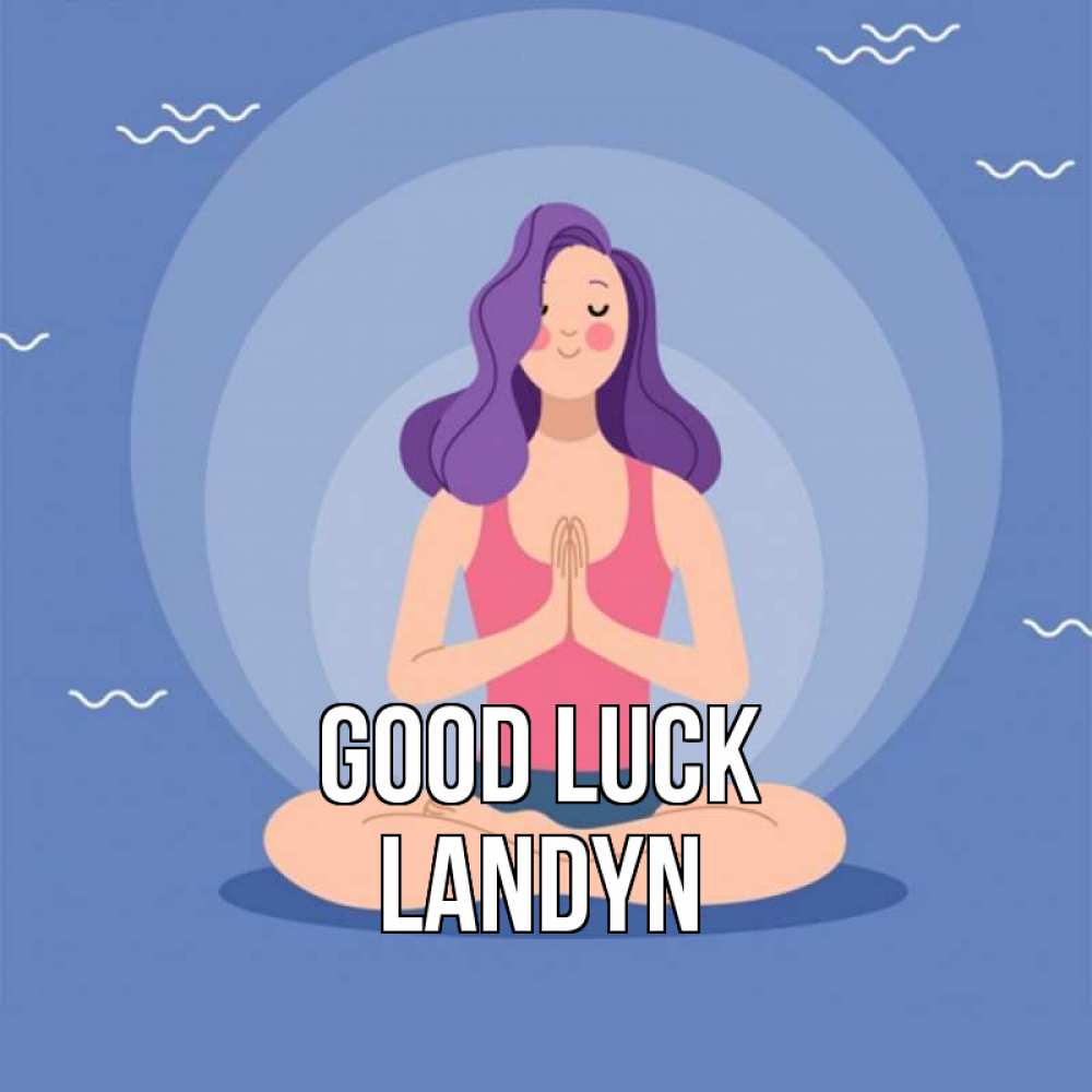 Greetings card с именем, Landyn Good luck девушка с фиолетовыми волосами Greetings with text for free download 