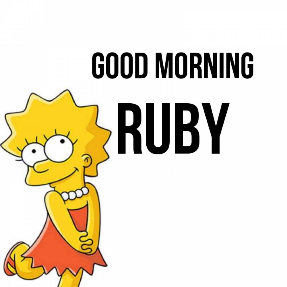 Greetings card с именем, Ruby Good morning в платье и ожерелье Greetings with text for free download 