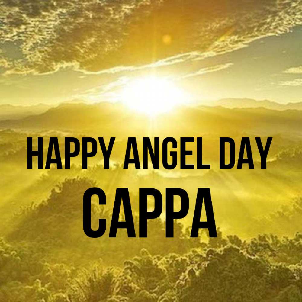 Greetings card с именем, Сарра happy angel day леса и небо в желтом Greetings with text for free download 