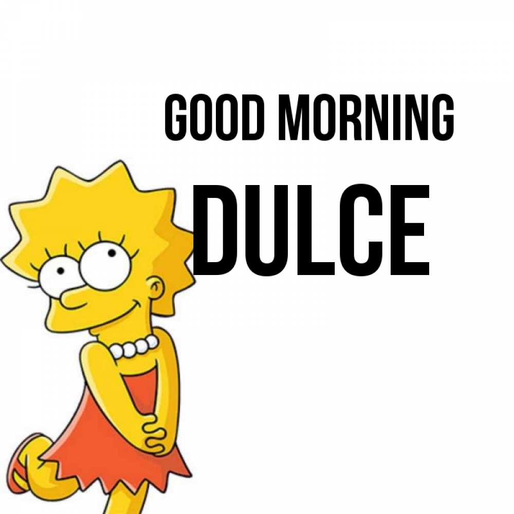 Greetings card с именем, Dulce Good morning в платье и ожерелье Greetings with text for free download 