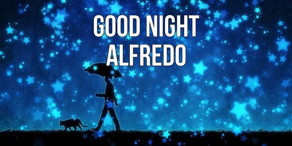Greetings card с именем, Alfredo Good night ночные прогулки с котом под звездами Greetings with text for free download 