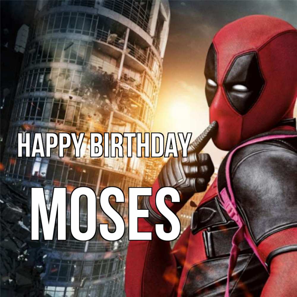 Greetings card с именем, Moses Happy Birthday с супергероями Greetings with text for free download 