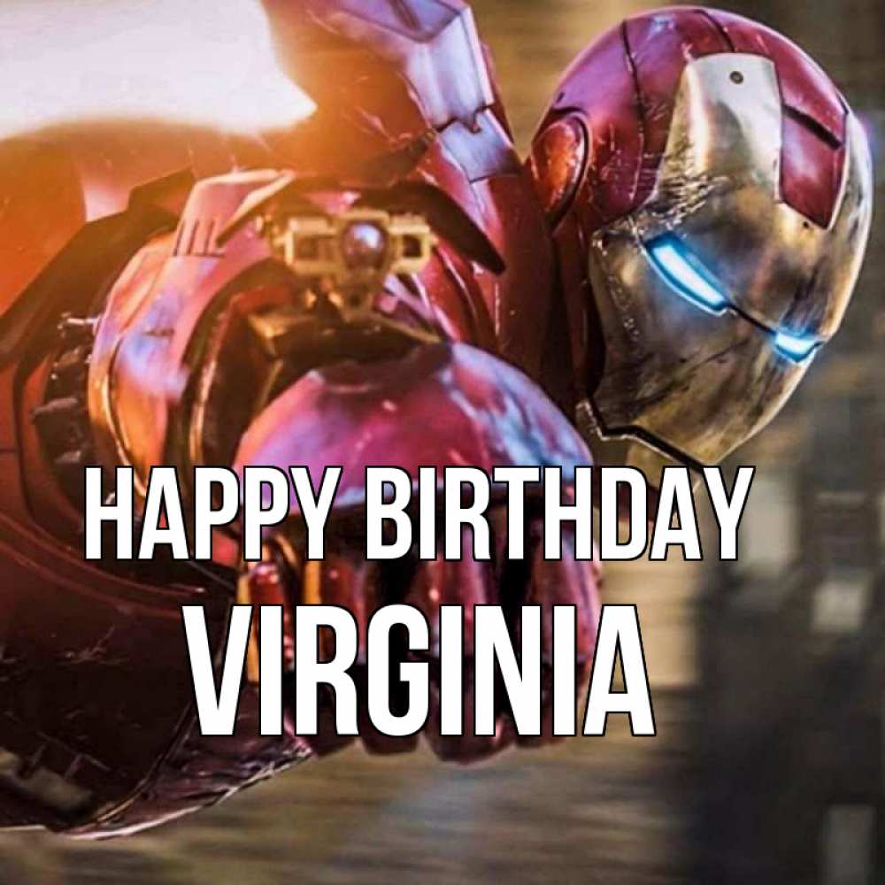 Greetings card с именем, Virginia Happy Birthday марвел супергерои в костюме Greetings with text for free download 