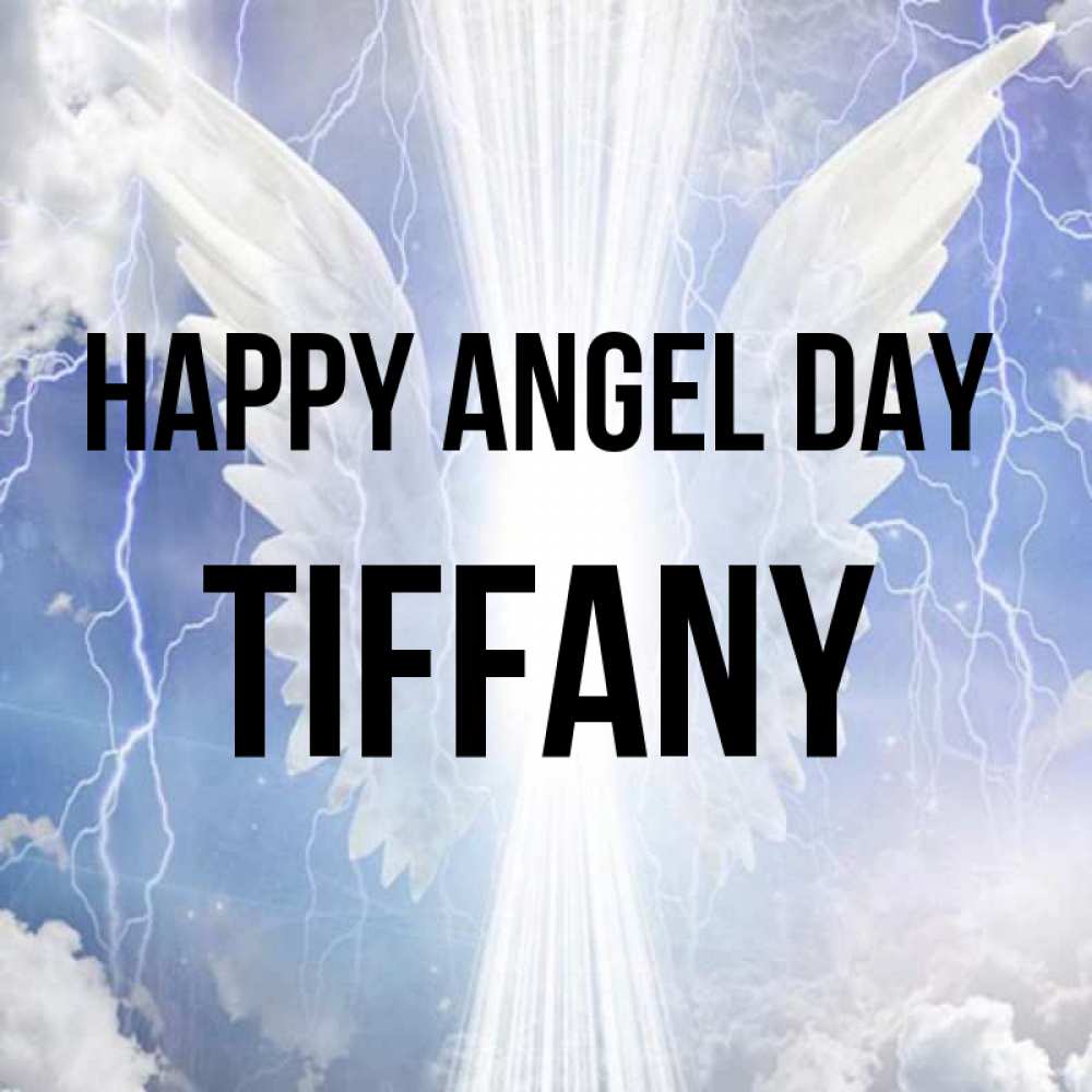 Greetings card с именем, Tiffany happy angel day молнии на небе и свет Greetings with text for free download 