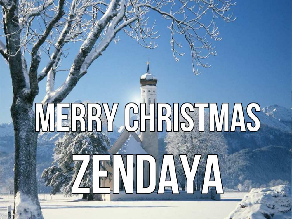 Greetings card с именем, Zendaya Merry Christmas зима, храм, костел Greetings with text for free download 