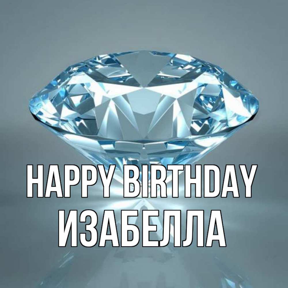 Greetings card с именем, Изабелла Happy Birthday с бриллиантом голубого цвета Greetings with text for free download 