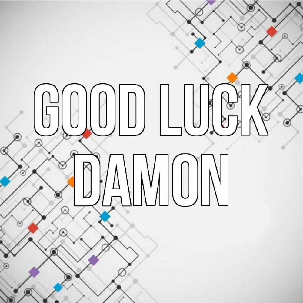 Greetings card с именем, Damon Good luck на удач Greetings with text for free download 