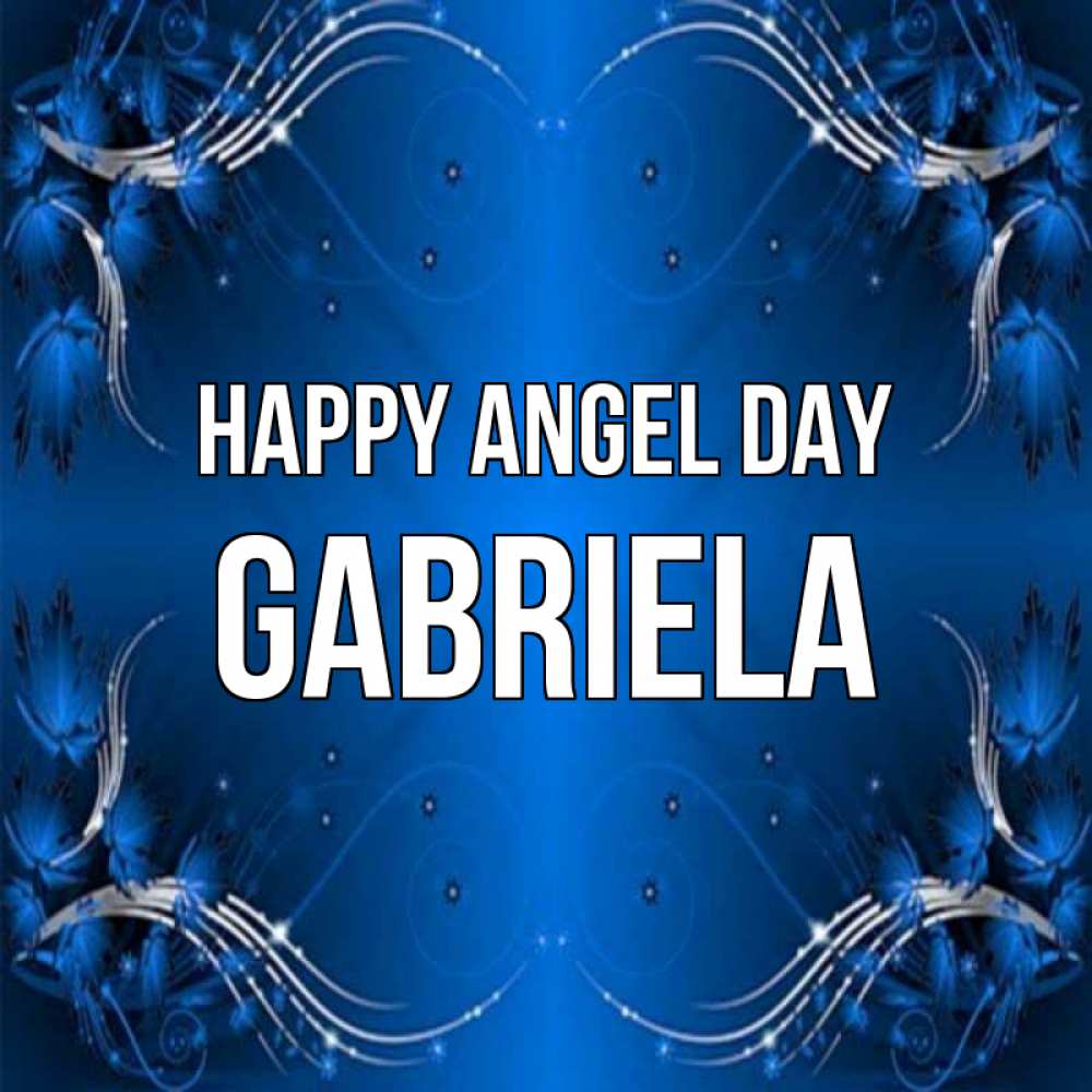 Greetings card с именем, Gabriela happy angel day красивая рамочка с узорами Greetings with text for free download 