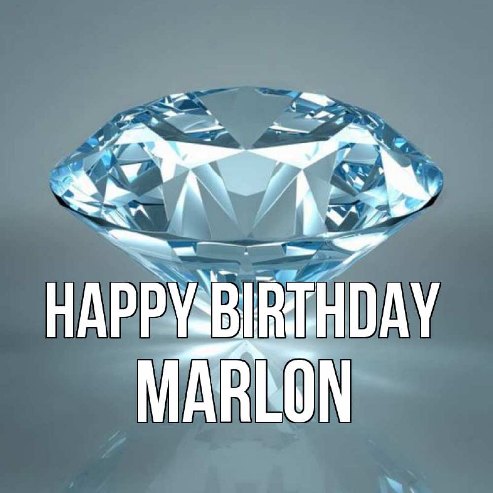 Greetings card с именем, Marlon Happy Birthday с бриллиантом голубого цвета Greetings with text for free download 
