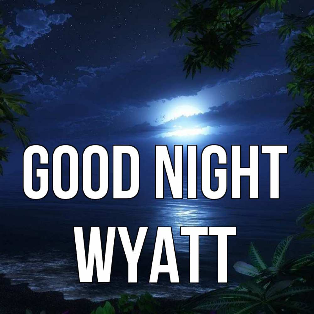 Greetings card с именем, Wyatt Good night тропический остров Greetings with text for free download 
