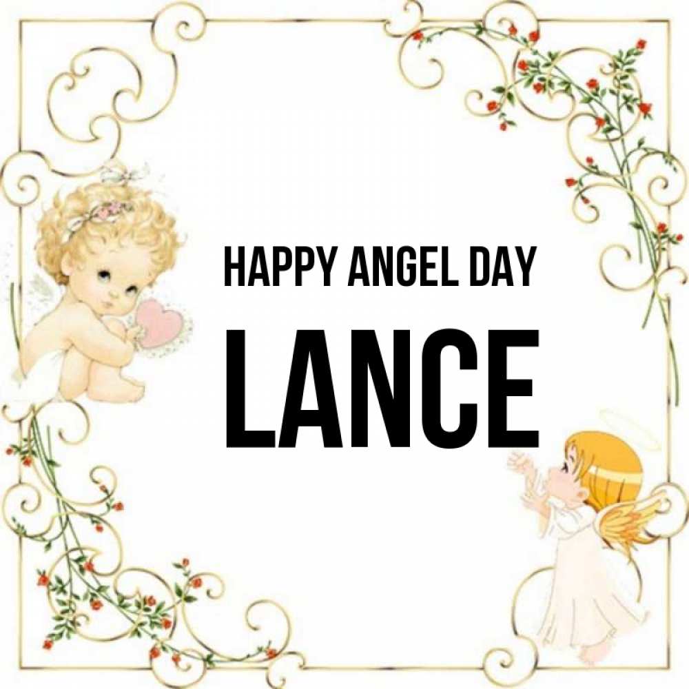 Greetings card с именем, Lance happy angel day ангелы желают прекрасных именин Greetings with text for free download 