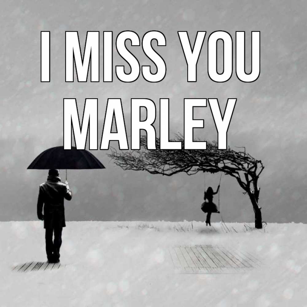 Greetings card с именем, Marley I miss you мужчина с зонтом Greetings with text for free download 