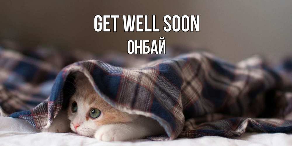 Greetings card с именем, ОНБАЙ Get well soon не болейте с котиком Greetings with text for free download 