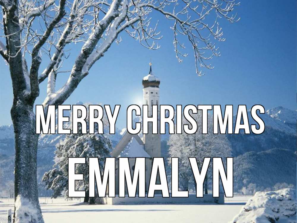 Greetings card с именем, Emmalyn Merry Christmas зима, храм, костел Greetings with text for free download 