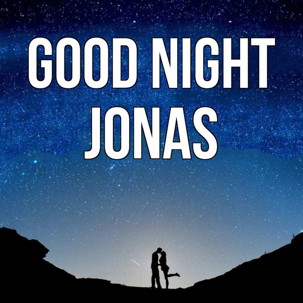 Greetings card с именем, Jonas Good night звездное небо и люди Greetings with text for free download 