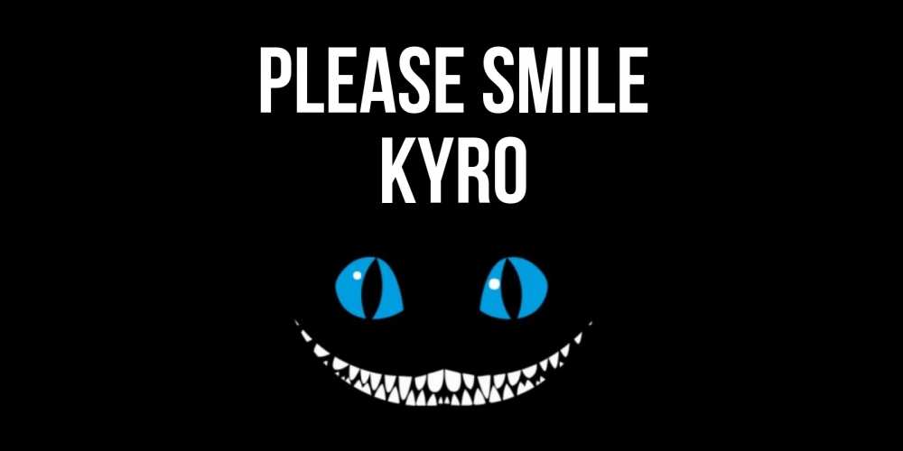 Greetings card с именем, Kyro Please smile кот улыбается Greetings with text for free download 