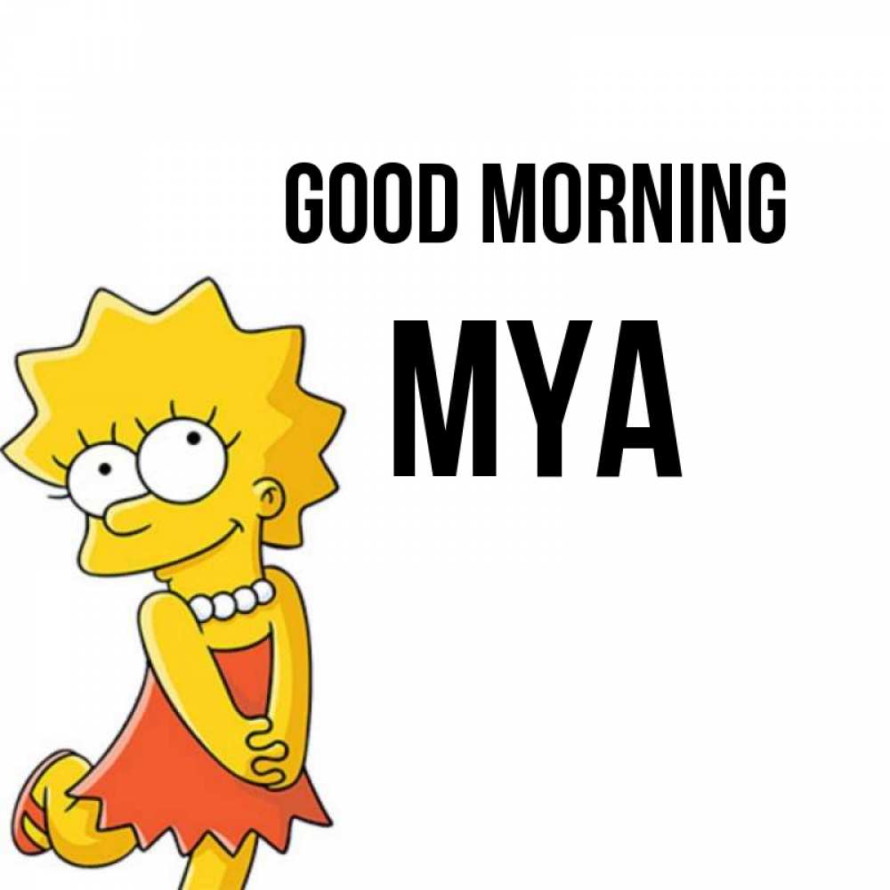 Greetings card с именем, Mya Good morning в платье и ожерелье Greetings with text for free download 