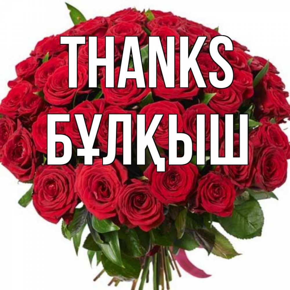 Greetings card с именем, Бұлқыш Thanks букет красных роз Greetings with text for free download 