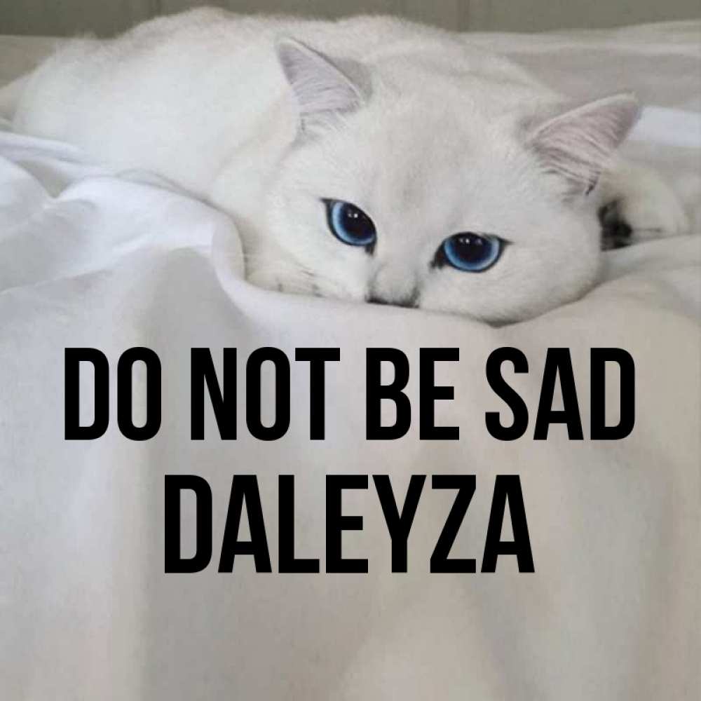 Greetings card с именем, Daleyza Do not be sad Голубоглазая кошка Greetings with text for free download 