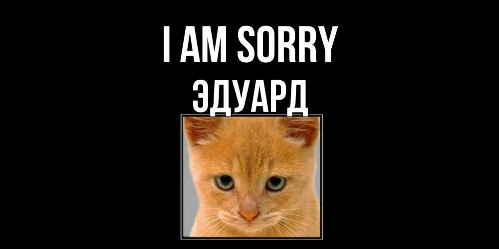 Greetings card с именем, Эдуард I am sorry рыжий грустный кот просит прощения Greetings with text for free download 