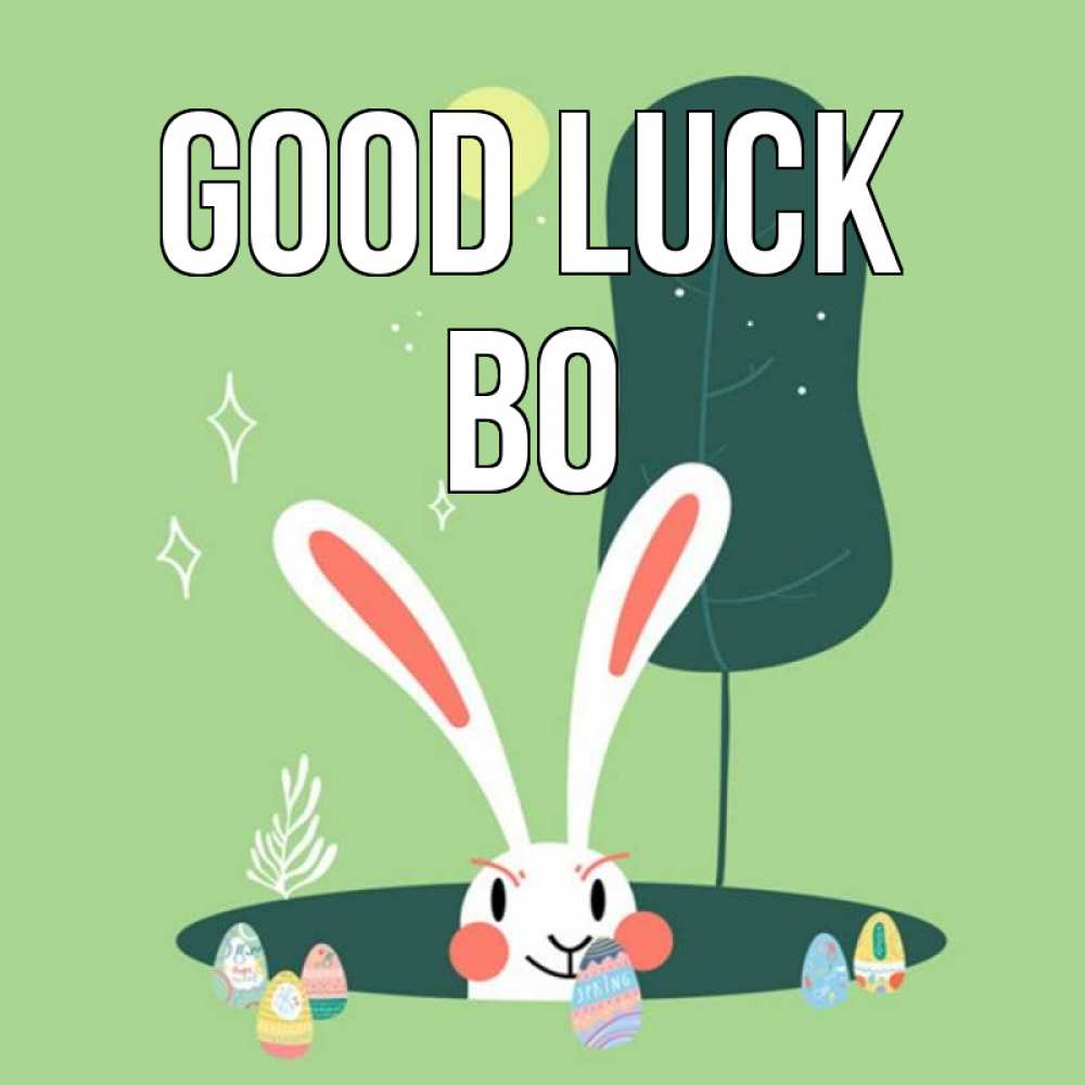 Greetings card с именем, Bo Good luck заяц Greetings with text for free download 