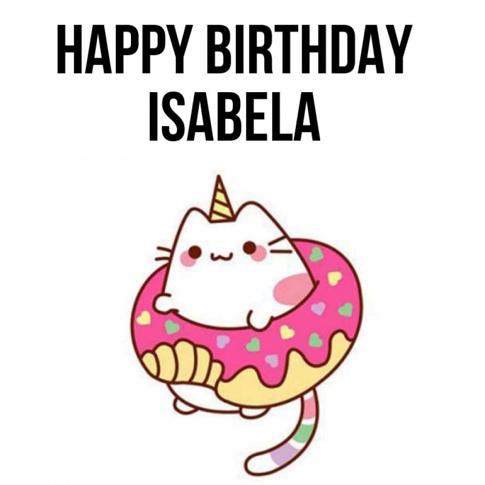 Greetings card с именем, Isabela Happy Birthday меньше надо жрать Greetings with text for free download 